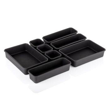 8 Pieces Cutlery Tray for Kitchen Drawers - Interlocking Drawer Desk Organizer - Plastic Divider Trays