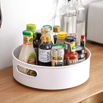Rotating Organizer Tray Multi- Function Round Rotating Tray/Kitchen Organizer/Cosmetics Organize (Ivory)  (23L X 23B X 75H Cm)